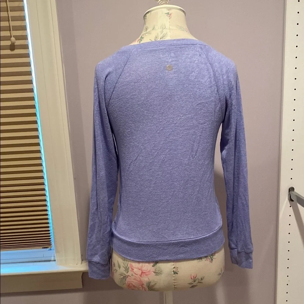 Zella Purple 3/4 Sleeve Tie Front Blouse